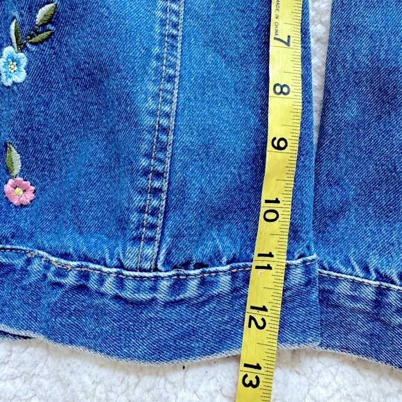Vintage Bugle Boy Boho Festival Floral Cottagecore Jean Jacket Embroidered Sz S - Picture 8 of 10